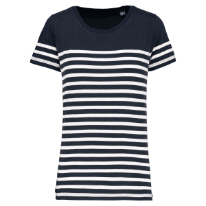 Marine-t-shirt ronde hals Bio dames