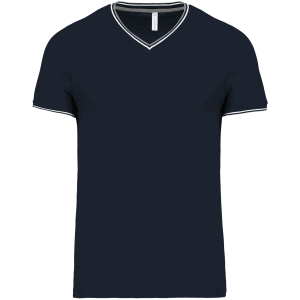 Heren-t-shirt piqué V-hals