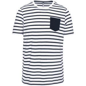 Gestreept T-shirt met zak en korte mouwen