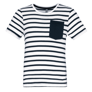 Gestreept T-shirt met zak en korte mouwen kids