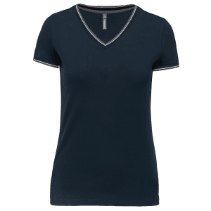 Dames-t-shirt piqué V-hals