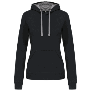 Damessweater met capuchon in contrasterende kleur