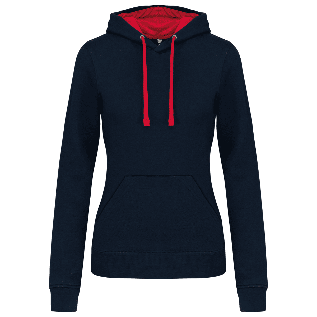Damessweater met capuchon in contrasterende kleur