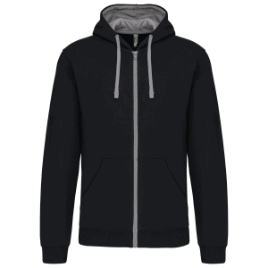 Herensweater met rits en capuchon in contrasterende kleur