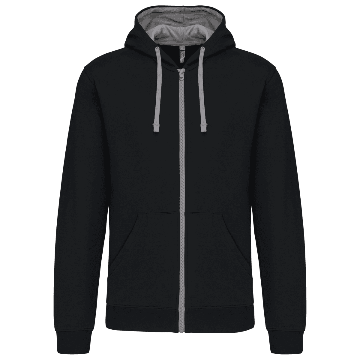 Herensweater met rits en capuchon in contrasterende kleur