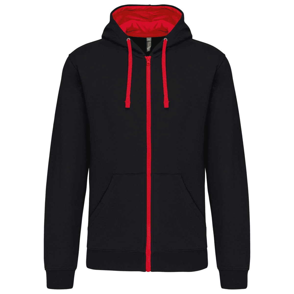 Herensweater met rits en capuchon in contrasterende kleur