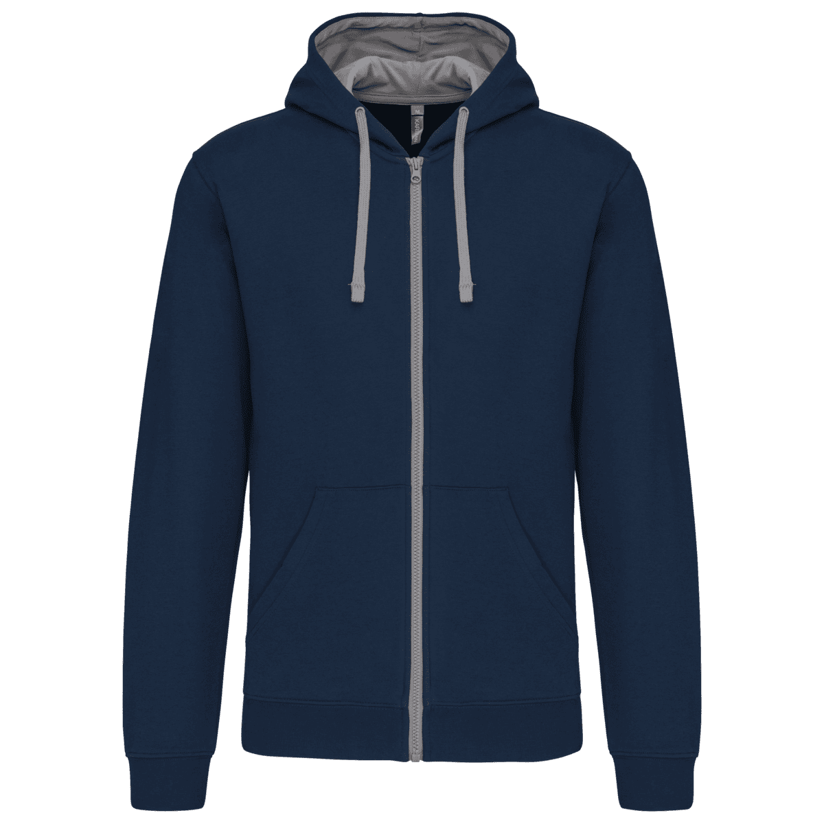 Herensweater met rits en capuchon in contrasterende kleur