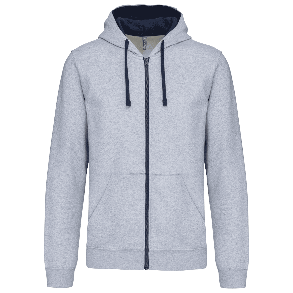 Herensweater met rits en capuchon in contrasterende kleur