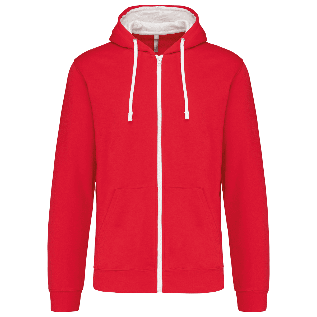 Herensweater met rits en capuchon in contrasterende kleur