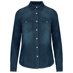 Dames denim blouse lange mouwen