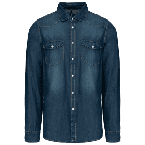 Heren denim overhemd lange mouwen