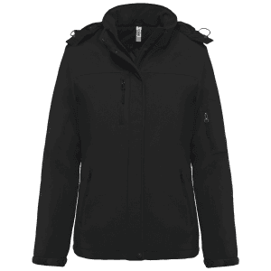 Gewatteerde softshell damesparka met capuchon