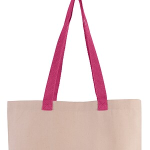 Platte shopper van canvas met contrasterend hengsel