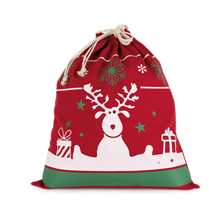 Tas met koord en kerstmotieven