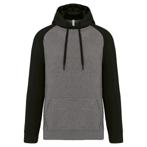 Tweekleurige sweater met capuchon volwassene
