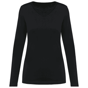 Supima® dames-T-shirt V-hals lange mouwen