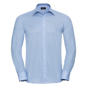 Men's getailleerd oxford overhems met lange mouwen