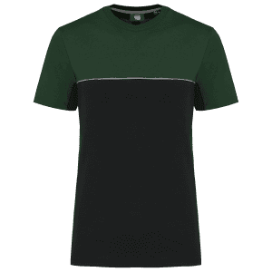 Ecologisch tweekleurig uniseks T-shirt met korte mouwen