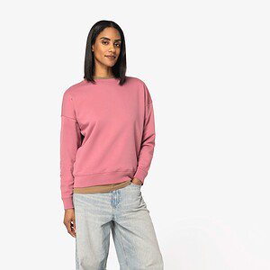 Ecologische dames sweater met ronde hals en verlaagde schouders