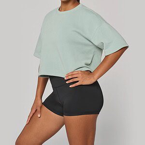 Cropped damessweater met korte mouwen en ronde hals