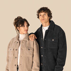 Uniseks sherpa-overshirt met afhangende schouders